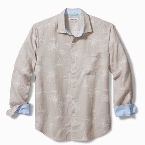NWOT Tommy Bahama Men's Long‎ Sleeve Blanco Palms Shirt, Natural, L